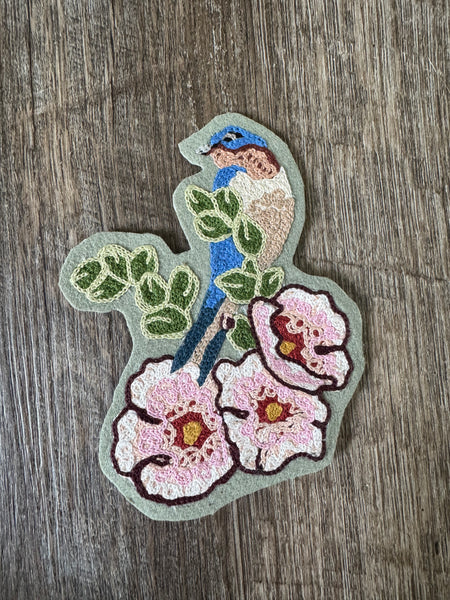 Barn Swallow and Hollyhocks