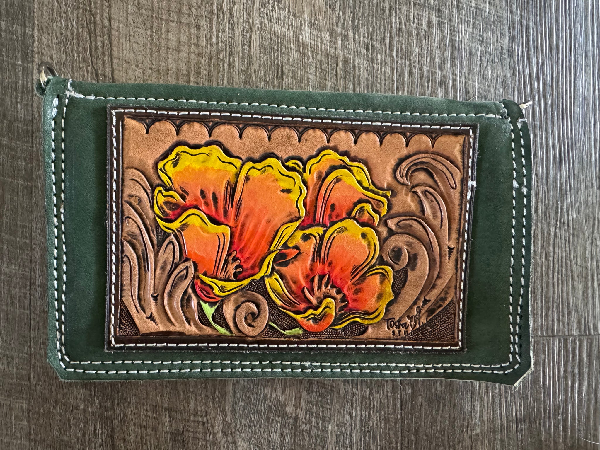 Poppies on green